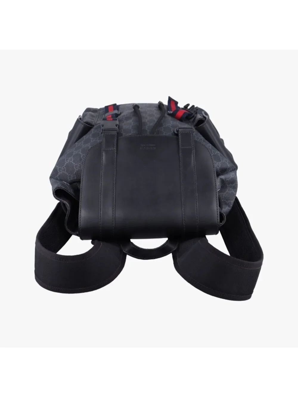 Gucci GG Supreme Black Gray Navy Red Leather Backpack